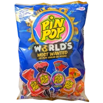 Pin Pop nyalóka rágó tt. 48x17g Most Wanted (eper,f.cser.,mangó,tutti-fr.)