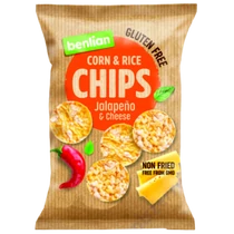 Benlian gluténmentes kuk.és barnarizs chips 50g jalapeno-sajt