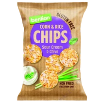 Benlian gluténmentes kuk. és barnarizs chips 50g tejföl-snidling