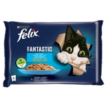 Felix Fantastic nedves macskaeledel 4x85g lazac-lepény aszpikban