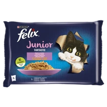 Felix Fantstic Junior macskaeledel 4x85g csirke-lazac aszpikban