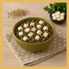 Lencsesaláta feta sajttal