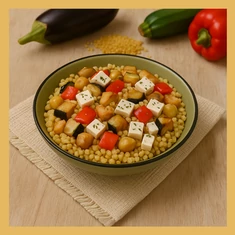 Sült zöldséges bulgur fetával