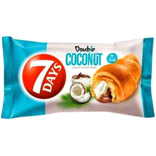 7days Croissant 80g Double Kakaó&amp;Kókusz krémmel töltött