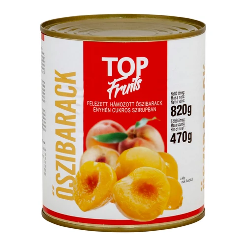 Top Fruit Öszibarack befött, hámozott, felezett 820g/470g