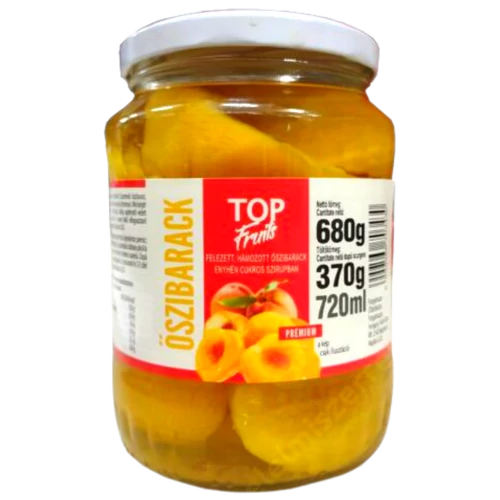 Top Fruits Őszibarack befőtt üveges 680g