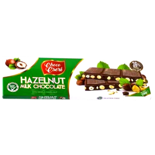 Choco Cseri 250g glut.ment. egész mogyorós tejcs.tábla