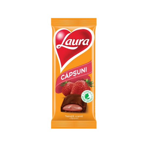 Kandia Laura eper ízű kr. töltött tejbev. tábla 92g