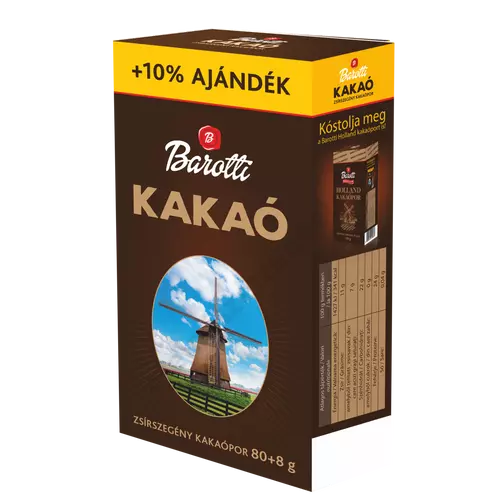 Barotti kakaópor zsírszegény 80+8g 10-12%