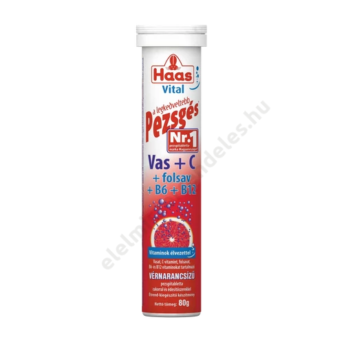 Haas pezsgőtabletta 80g Vas+C-vitamin