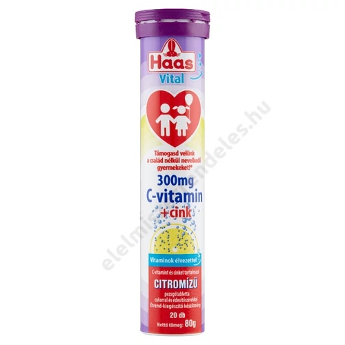 Haas pezsgőtabletta 80g C-vitamin+cink limitált