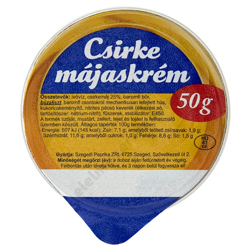 Szegedi 50g Csirke májaskrém