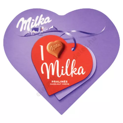 Milka 44g Praliné mogyorós krémtöltelékkel (szív alakú dobozban)