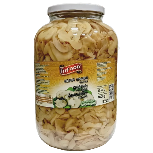 FitFood gomba (szeletelt) natúr 3720ml, I.osztályú üveges 3550g/1800g