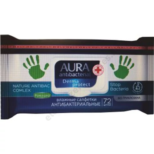 Aura Derma protect antibakteriális törlökendö 72 db