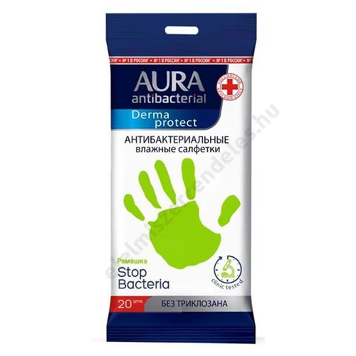 Aura Derma protect antibakteriális törlökendö 20db