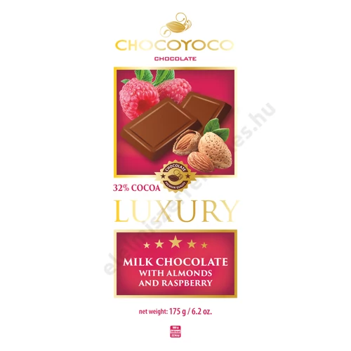 C.yocoLuxury 175g tejcsokoládé mandula-málna