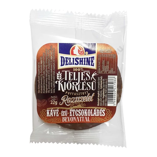 Delishine telj.kiörl. puff. rozs szelet 22g kávé izü étcs.bevonattal