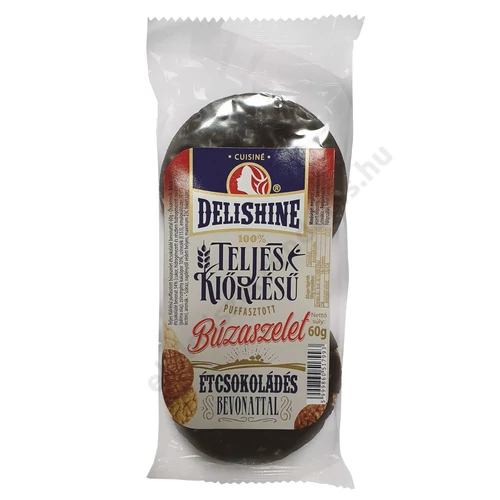 Delishine telj.kiörl. puff. búzaszelet 60g étcsokoládé bev.