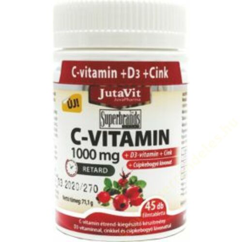 JutaVit 1000mg C-vitamin+D3+Cink+csipkebogyó kivonat 45db