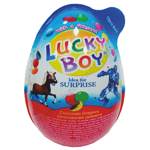 Lucky Boy óriás meglepetés tojás 30g csoki drazséval és játékkal