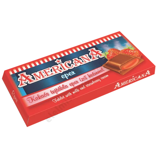 Americana kakaós tejtábla eper ízű krémmel töltve 90g
