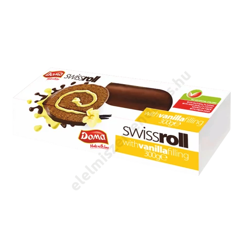 Doma Swissroll csokiba mártott piskóta vanília ízű kr. tt. 300g dobozban