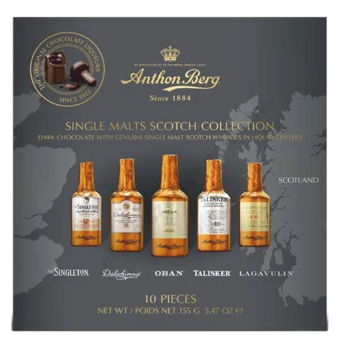 Anthon Berg Whisky válogatás csoki üvegekben 10db-os 155g