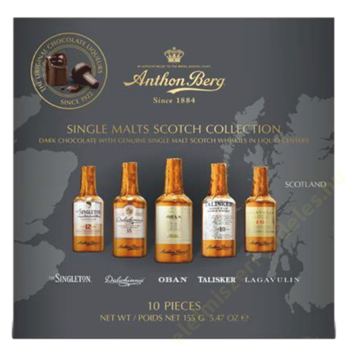 Anthon Berg Whisky válogatás csoki üvegekben 10db-os 155g