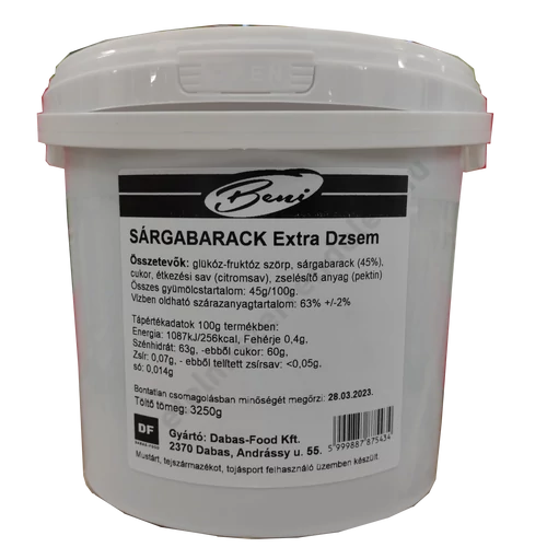 Beni barack extra dzsem 3,25kg vödrös, gastro