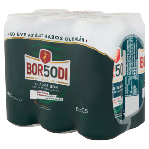 Borsodi 6x0,5l dobozos sör 4,5%