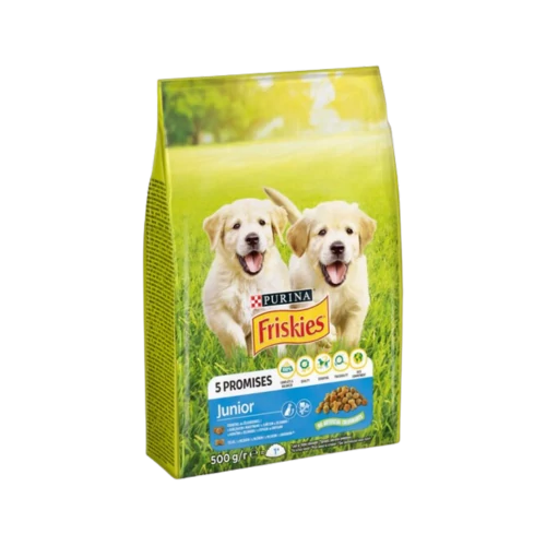 Friskies Junior száraz kutyaeledel 500g csirke-zöldség, tej