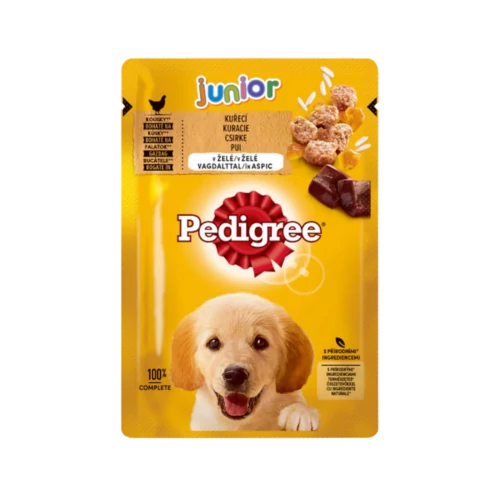 Pedigree 100g Junior Csirke-rizs alutasakos kutyaeledel