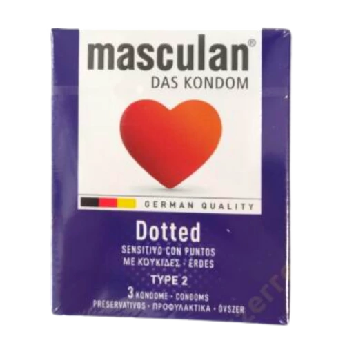 Masculan 3db-os óvszer Érdes (2-es, Dotted)