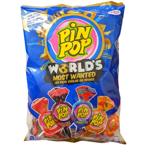Pin Pop nyalóka rágó tt. 48x17g Most Wanted (eper,f.cser.,mangó,tutti-fr.)
