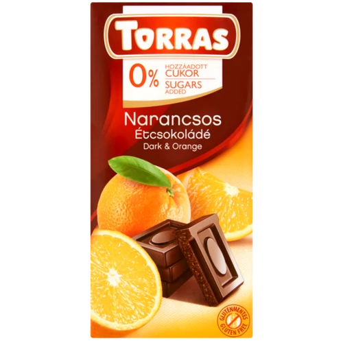 Torras 75g diabetikus, gluténmentes narancsos étcsokoládé