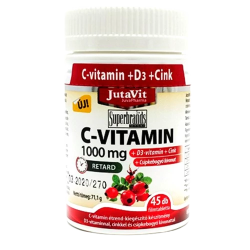 JutaVit 1000mg C-vitamin+D3+Cink+csipkebogyó kivonat 45db