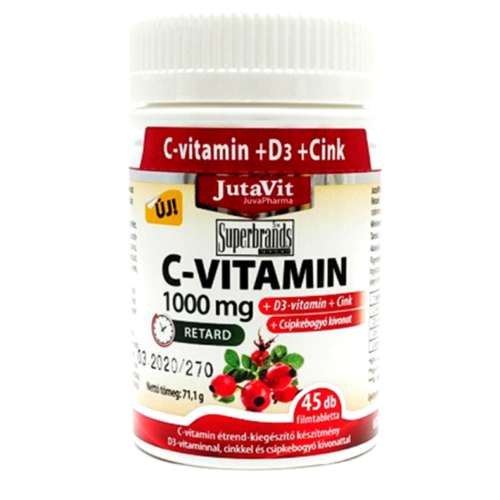 JutaVit 1000mg C-vitamin+D3+Cink+csipkebogyó kivonat 45db