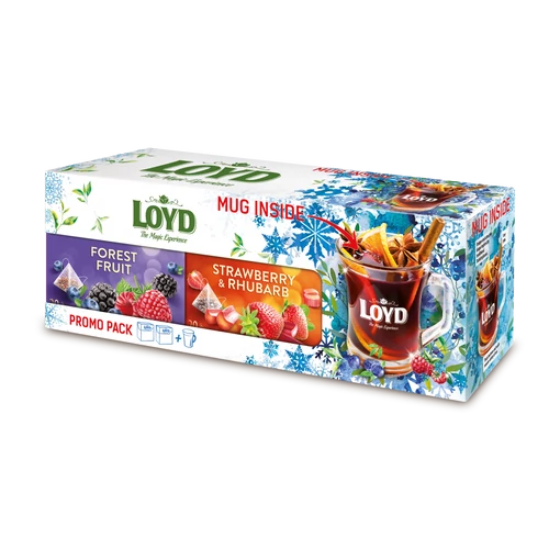 LOYD Teabox Erdei gyümölcs - eper&amp;rebarbara 80g + pohár