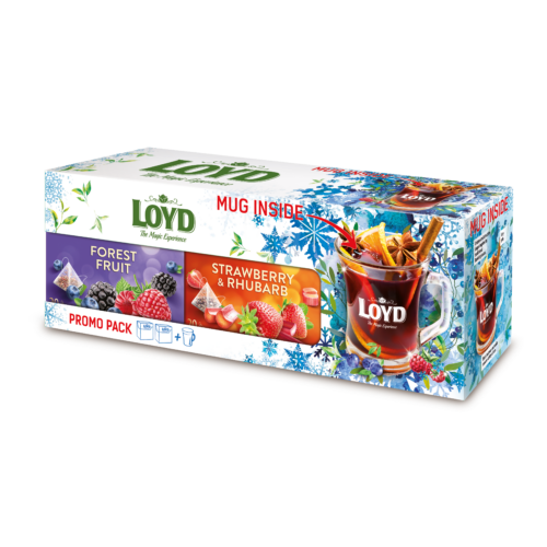 LOYD Teabox Erdei gyümölcs - eper&amp;rebarbara 80g + pohár