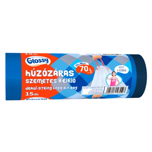 Glossy húzózáras szemetes bélelő 70l