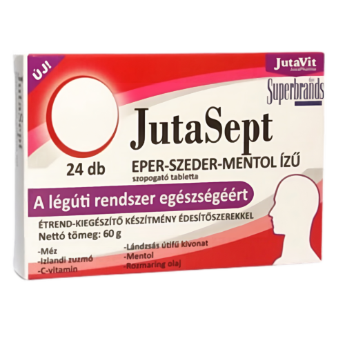 JutaSept szopogató tabletta 24db-os eper-szeder-mentol ízű