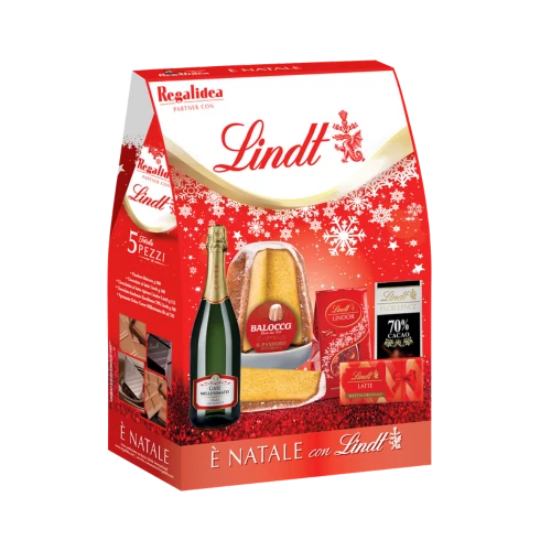 Lindt ajándékcsomag pezsgővel 0,75l (piros)