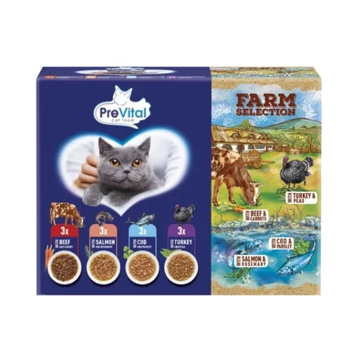 Prevital macska FarmSelection 12x85g 2 hús-2 hal