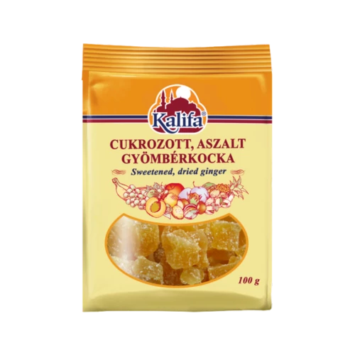 Kalifa gyömbérkocka aszalt, cukrozott 100g