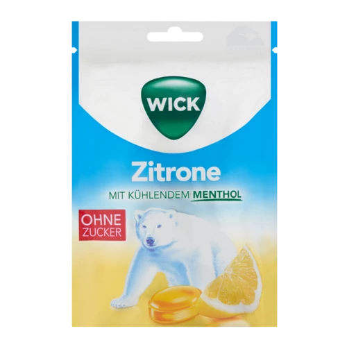 Wick Blau menthol torokcukor 72g citrom