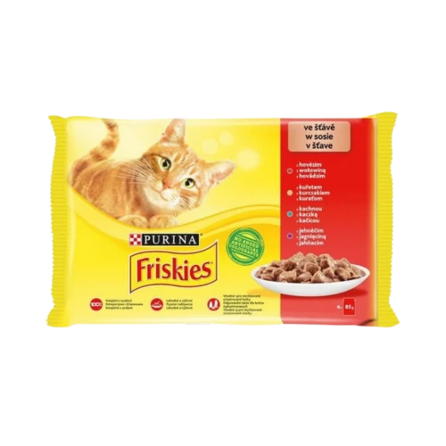 Friskies macskaeledel 4x85g Csirke-marha-bárány-kacsa