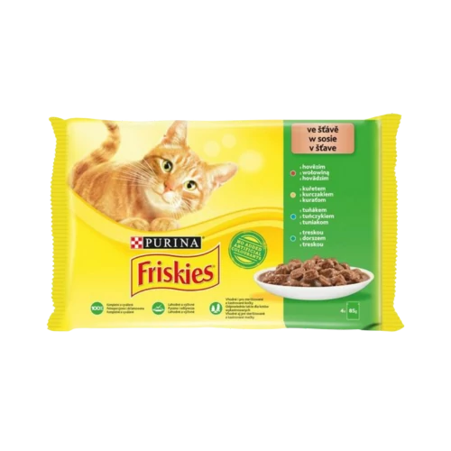 Friskies macskaeledel 4x85g marha-csirke-tonhal-tőkehal