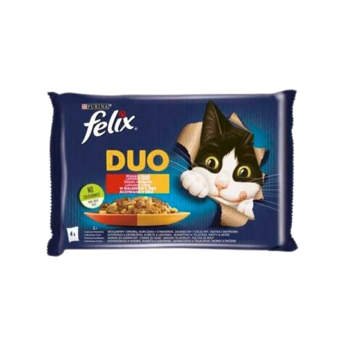 Felix Fantastic DUO macskaeledel 4x85g halas házias válogatás