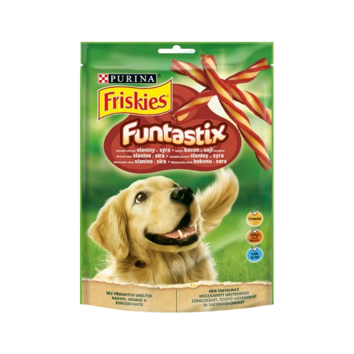 Friskies Funtastix jutalomfalat kutyáknak 175g bacon-sajt